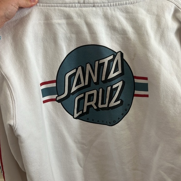 White Santa Cruz hoodie with red & blue detailing, size Large - Picture 3 of 5